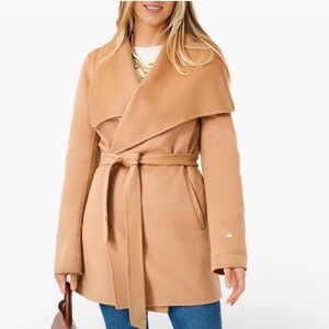 Soia and Kyo Bridgette Camel Shawl Collar Wool Wrap Coat